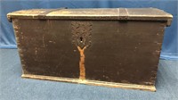 Vintage Wooden Immigrant Trunk with Metal Brackets