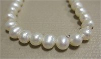 Pearl Necklace w/ Gold Over .985 Silver Mark Clasp