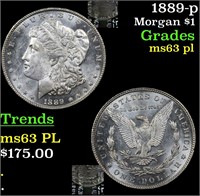 1889-p Morgan $1 Grades Select Unc PL