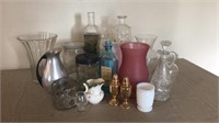 Odd lot of glass vases and jars
