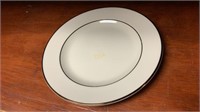 50- 10" Ivory Dinner Plates With Gold Trim