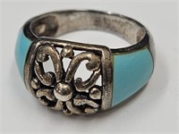 Vintage sz 6 Sterling Silver & Turquoise Ring