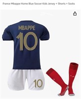 France Mbappe Home Blue Soccer Kids Jersey +