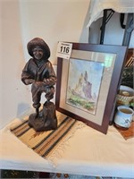 Statue 17" t , picture & mat