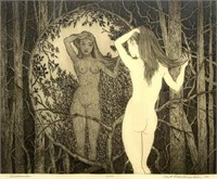 Curt Frankenstein Etching of Nude, "Encounter".