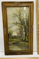 Vintage Framed 19th Century Forest Oil Painting