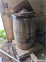 Old wooden 55 gallon barrel