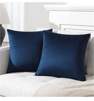Pair of blue velvet throw pillow covers 26x26"