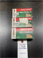 3 Boxes Sellier & Bellot 9mm Luger Ammo