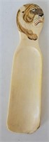 Antique Polychrome Hand Carved Ivory Shoehorn