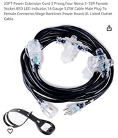 25FT Power Extension Cord 3 Prong
