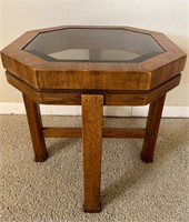Wood / Glass Top Side Table