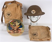 WWI US ARMY 81ST DIVISION LOT GAS MASK HELMET