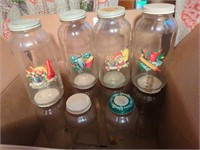 Vintage tall glass jars w/ lids