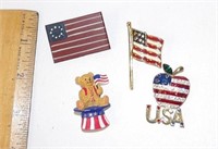 Patriotic Red White & Blue USA Pins Brooches