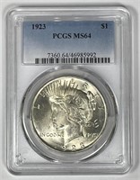 1923 Peace Silver $1 PCGS MS64