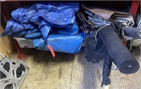 Contents Under Table: Poly Tarps, Mesh Screen