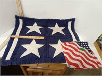 Hand Quilted Star Block Pillow Sham & Patriotic
