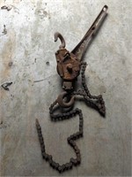 Antique metal coffing hoist