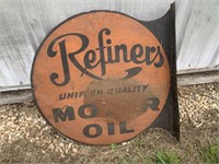 REFINERS MOTOR OIL DOUBLE SIDED FLANGED SIGN