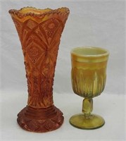 Pair of contemporary pieces - vase has chip in