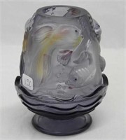 Fenton Fairy Lamp w/fish - not iridized,
