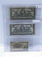 SHEET: 2- 1937 1 DOLLAR & 1900 SHIN PLASTER NOTES