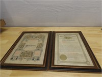 Framed antique US citizen papers.
