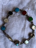 Sterling Silver Bracelet w/ Turquoise, MOP,