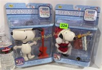 2 Peanuts Christmas figures-Dancing & Santa Snoopy