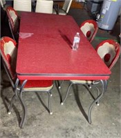 Enamel Retro Kitchen Table 2 leaves 4 Chairs, 70