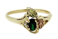 10kt Hill's Gold Emerald & Diamond Ring