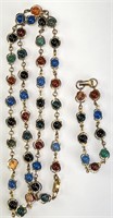Vintage Art Glass Necklace/Bracelet Set