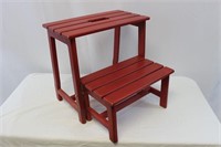 Folding Red Wooden Step Stool