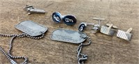 Cufflinks, tiebars, dog tags