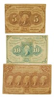3 Different 1862 Fractional Postage Currency
