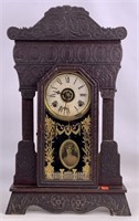 Gilbert shelf clock - Steamer #48, pressed carved