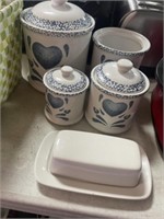 CANISTER SET AND BUTTER DISH