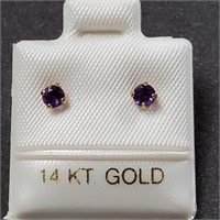 $200 14K  Natural Amthyst(0.2ct) Earrings