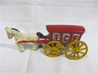 Cast iron ice wagon w. horse