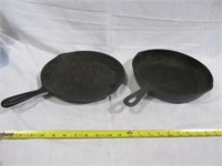 Pair of cast iron frying pans