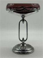 Farber Bros. Chrome Art Deco Amethyst Compote