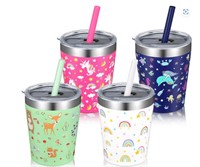 Yahenda 4 Pack Kids Straw Sippy Cups, Stainless