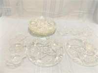 Snack Tray / Cup, Clear Glass, Set of 8