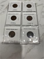6 Indian head cent- 1882, 1888, 1898, 1901, 1902,