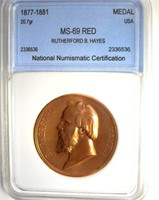 1877-1881 Medal NNC MS69 RD Rutherford B. Hayes