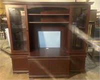 Large Modern Cherry Media Display Cabinet