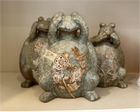 Three Porcelain See, Speak, Say No Evil Turtle Fig