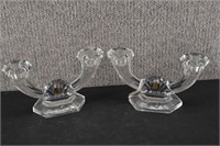 2 Val St Lambert Imperial Crystal Candle Holders