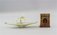 Egyptian Jade Seth Boat and Chinese Mini Shrine